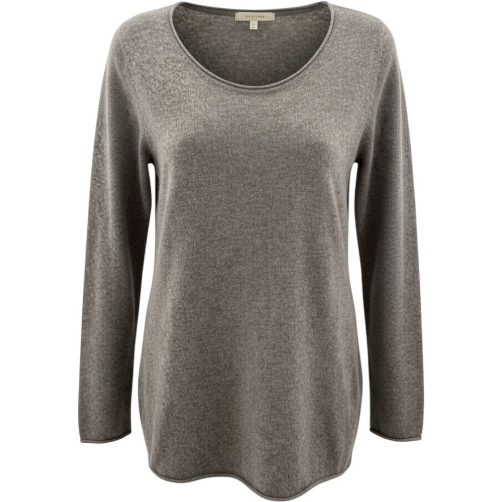 Club Monaco Women 100% Cashmere Scoop Neck Long Sleeve Sweater Brown Medium NEW